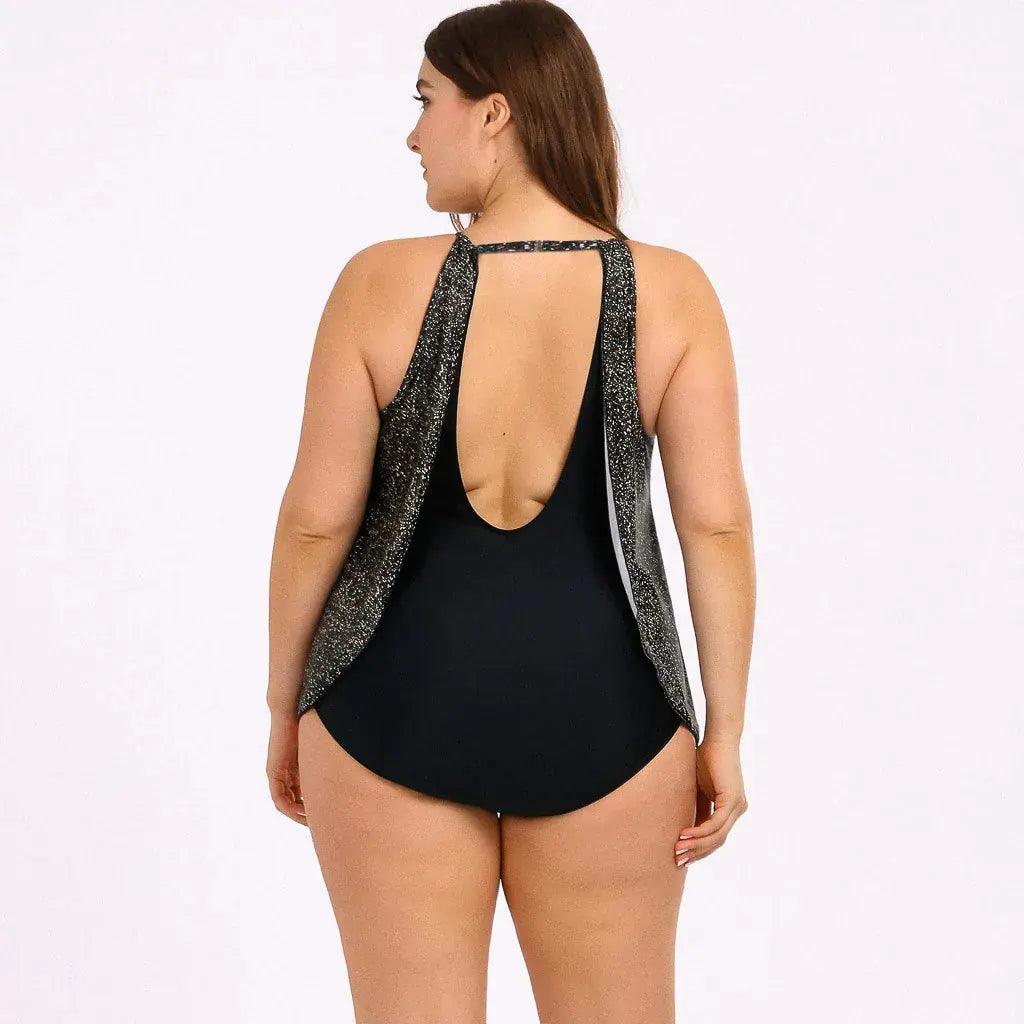 Biquíni Tankini Cinza de Bolinhas com Costas Nuas - Janelaila Moda