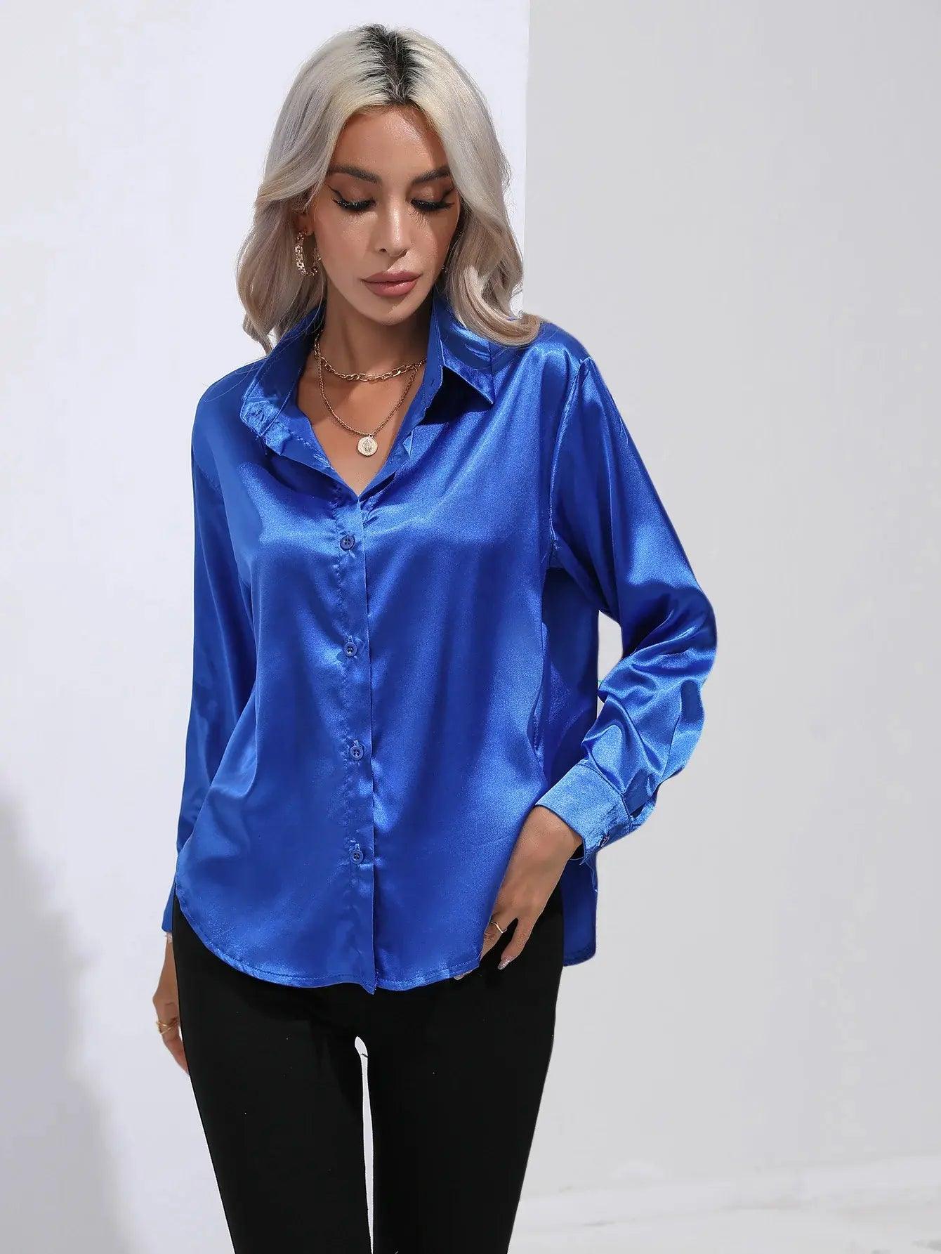 Blusa Feminina de Cetim com Manga Longa - Cardino