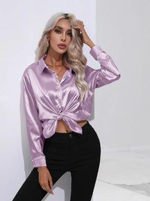 Blusa Feminina de Cetim com Manga Longa - Cardino