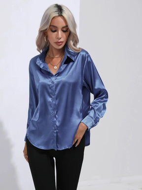 Blusa Feminina de Cetim com Manga Longa - Cardino