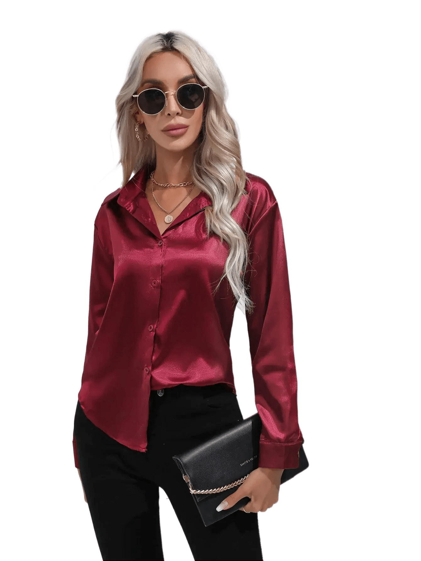 Blusa Feminina de Cetim com Manga Longa - Janelaila Moda