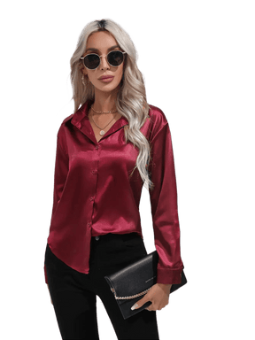 Blusa Feminina de Cetim com Manga Longa - Janelaila Moda