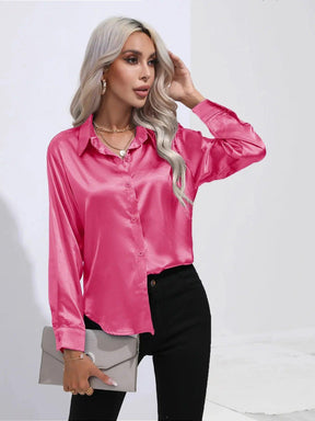 Blusa Feminina de Cetim com Manga Longa - Cardino