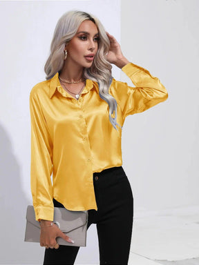 Blusa Feminina de Cetim com Manga Longa - Cardino