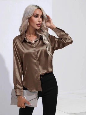 Blusa Feminina de Cetim com Manga Longa - Cardino