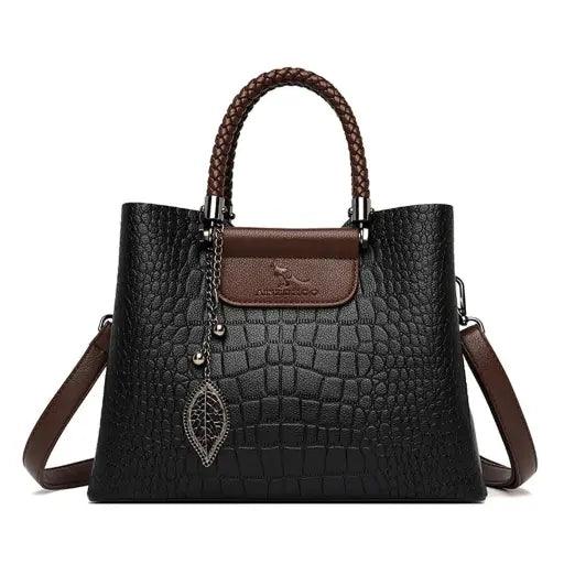 Bolsa Tote Casual Três Camadas Couro Estampa Crocodilo - Janelaila Moda