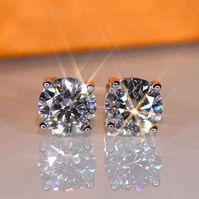 Brincos de Pino de Moissanite Certificados IOGOU, em 3mm/4mm/5mm/6.5mm/8mm/9mm/10mm/11mm, D VVS1, em Prata Esterlina 925, para Mulheres e Homens, Joias - Cardino