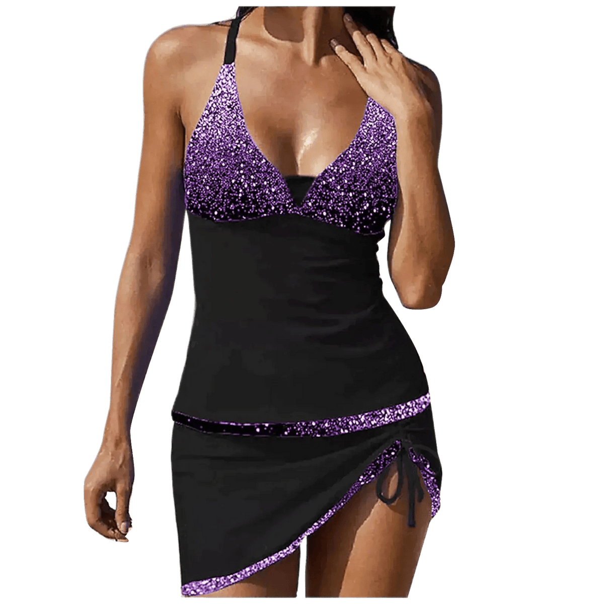 Maiô Tankini Preto com Detalhes - Janelaila Moda